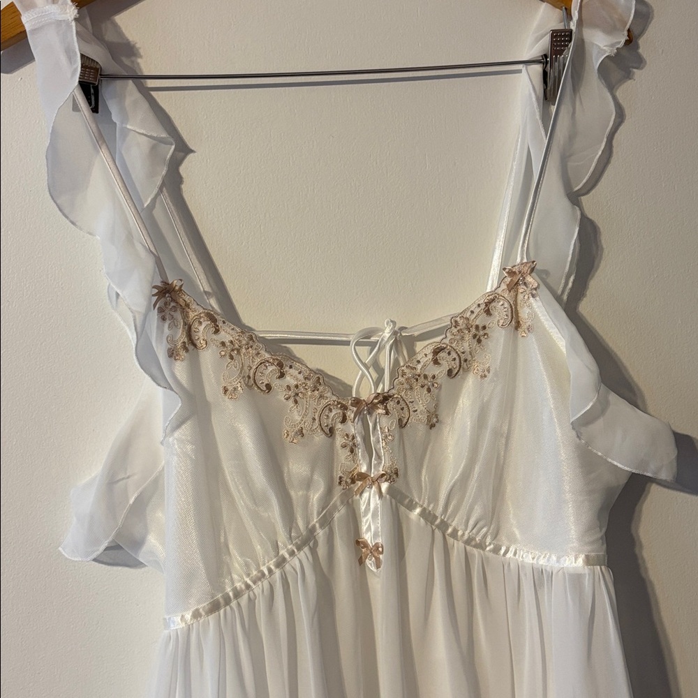 Vintage Y2K Princess Slip Dress White Renaissance Girly 90 L New Fairy Romantic - Picture 8 of 16